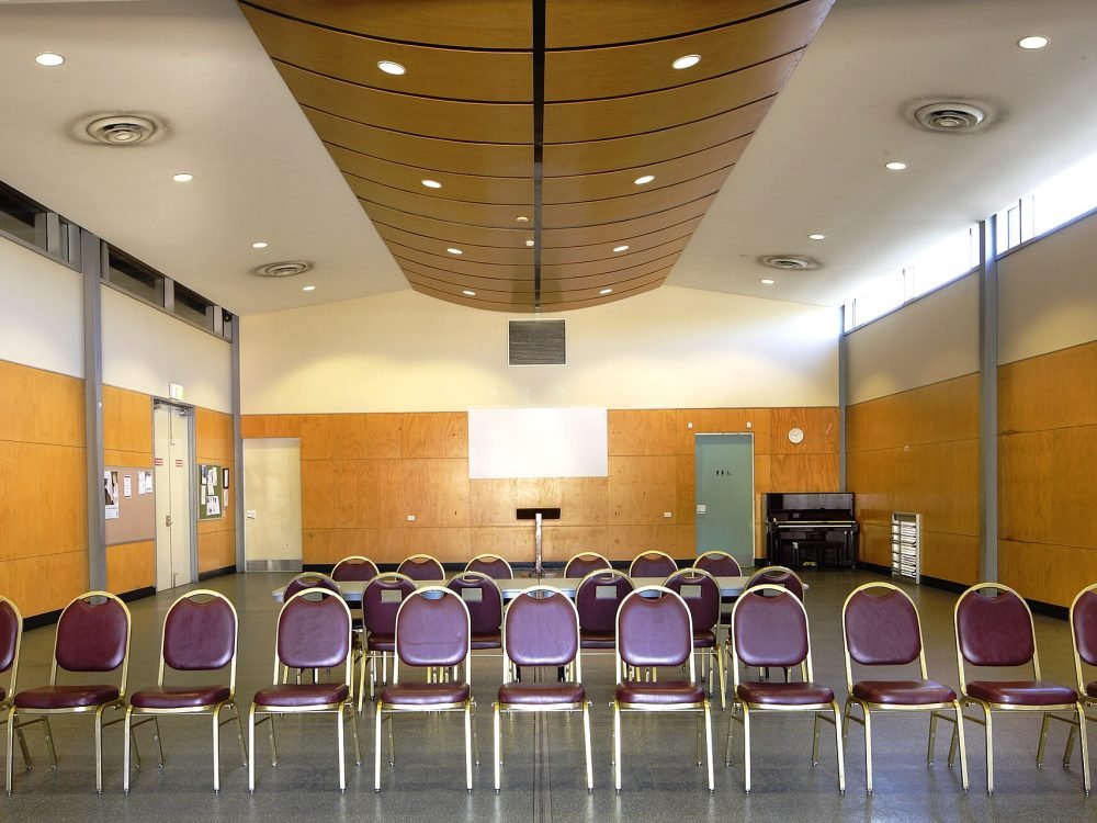 Banquet hall set for 300 guests